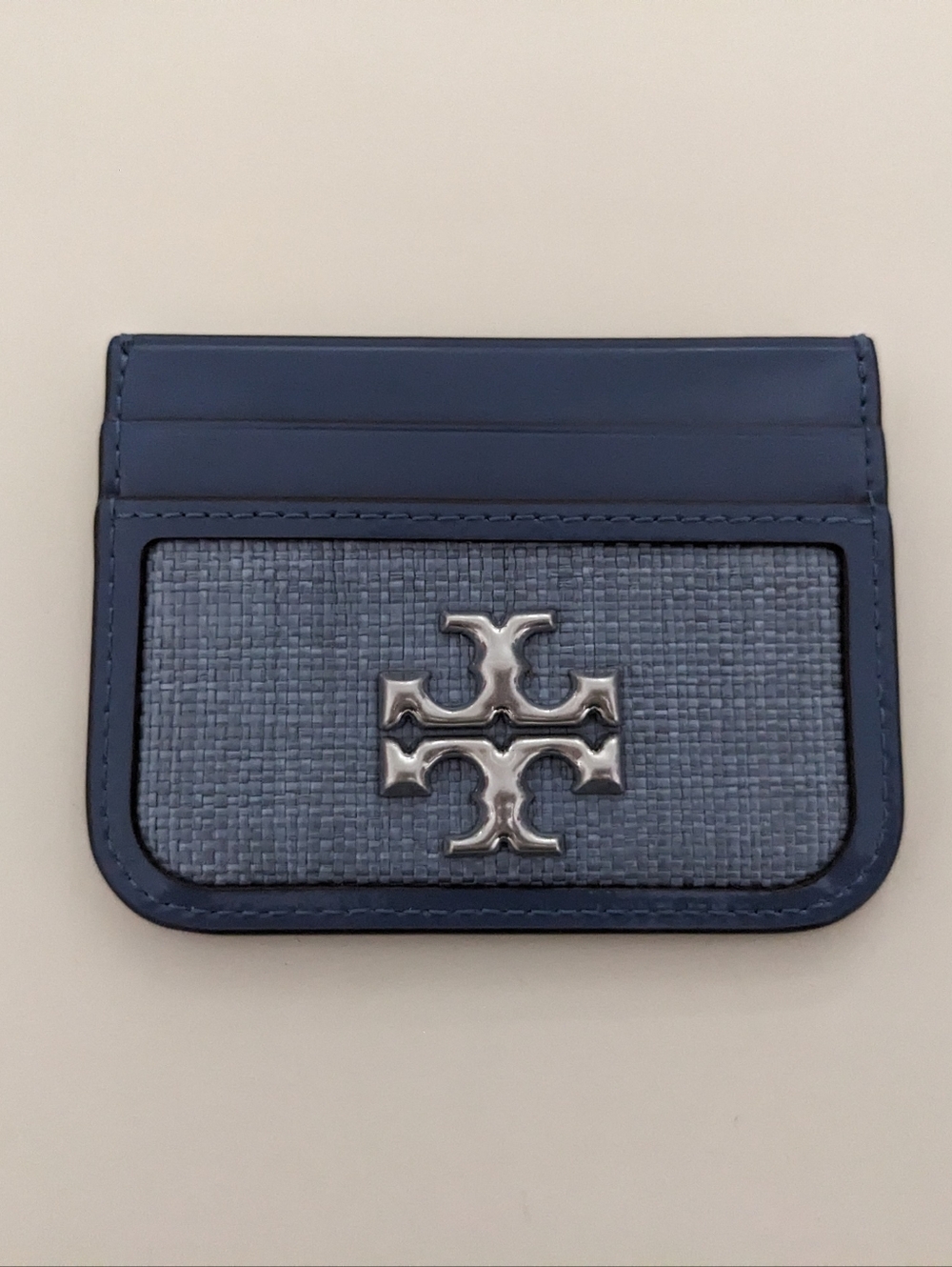 EUC! Tory Burch Eleanor Slim Card Holder Wallet In Artic Blue